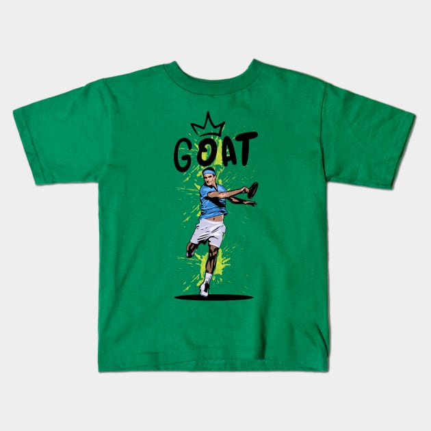 Roger Federer GOAT Kids T-Shirt by slawisa